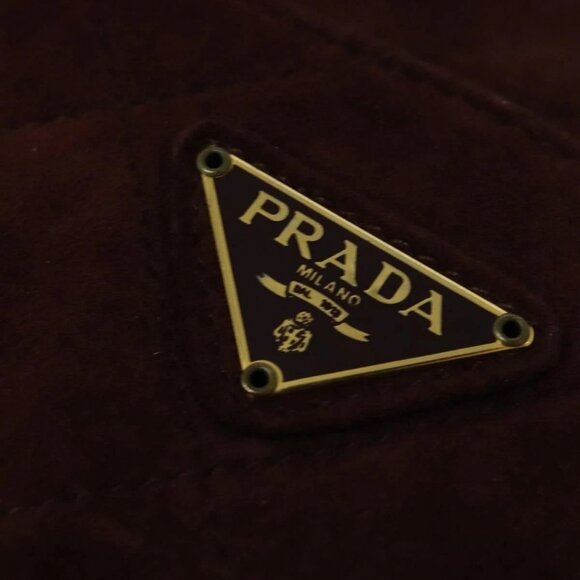 PRADA Chain Shoulder Bag Suede Brown Gold Auth - Picture 9 of 16